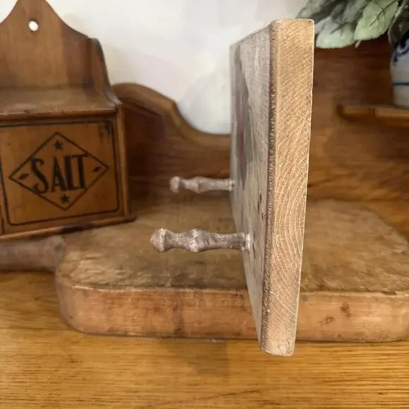 Hand Painted Folk Art Wooden Peg Hanging Coat Towel Rack Country Cottage Farm - Picture 3 of 6